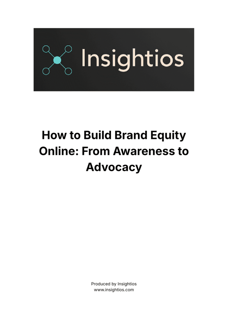 Cover page of the report "How to Build Brand Equity Online: From Awareness to Advocacy" by Insightios