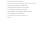 Table of contents showing equity-building stages, metrics, and branding strategies from Insightios