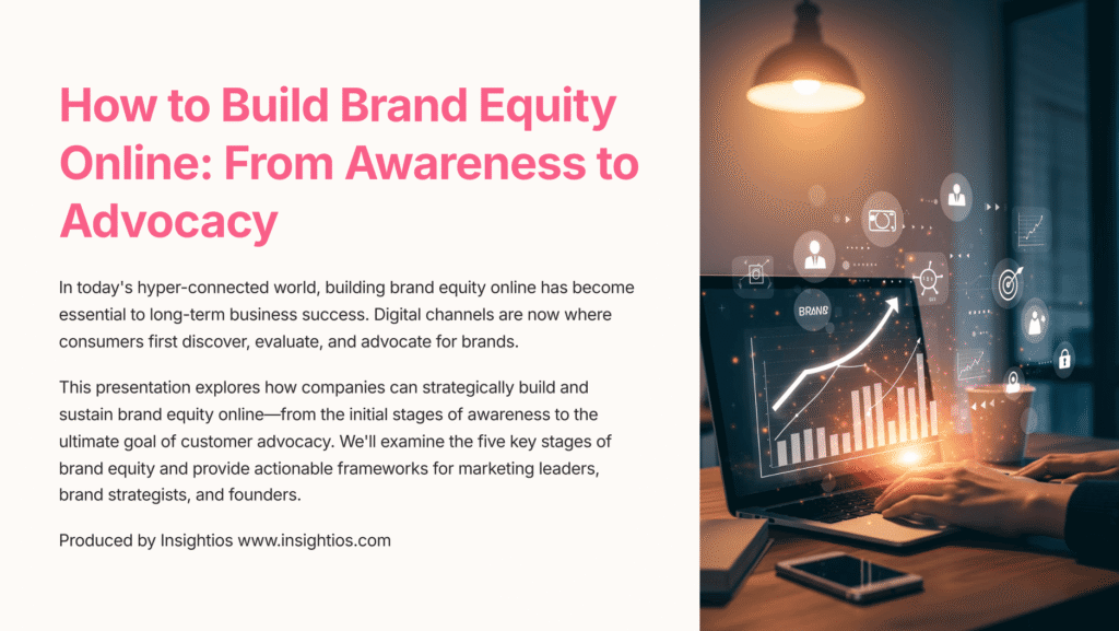 Visual slide presenting branding KPIs, content strategy, and trust-building techniques from the report