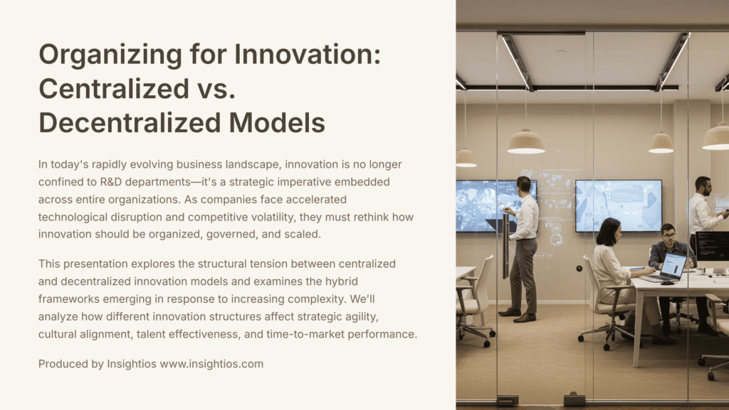 Business team discussing innovation structure in glass office with digital screens