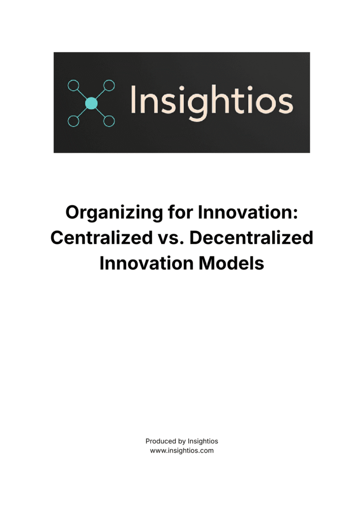 Insightios report cover on innovation structure models for modern organizations