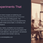 Group strategy meeting analyzing pricing tests with results dashboard