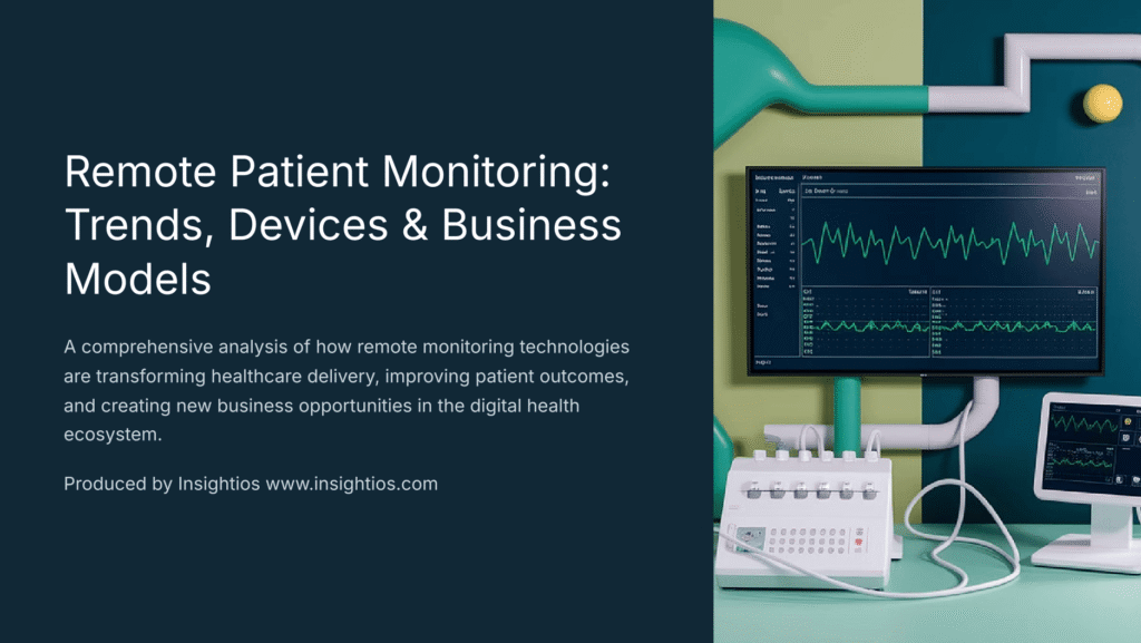 Visual of RPM technology setup with vital signs monitor and patient care devices in clinical setting