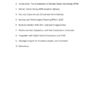 Table of contents showing RPM trends, tech platforms, and hybrid healthcare models