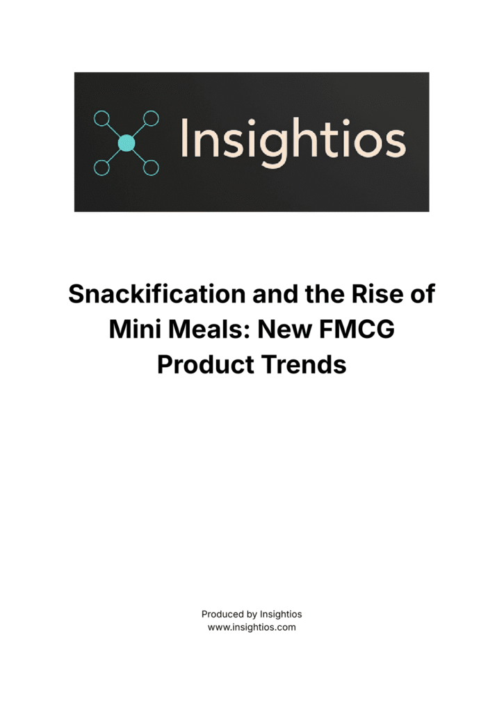 Insightios report cover on snackification trends and the rise of mini meals in the FMCG industry