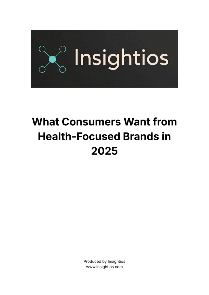 Insightios report cover on 2025 consumer trends for health-focused brands and wellness innovation
