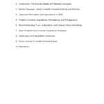 Table of contents on health consumer insights, brand positioning, and product innovation
